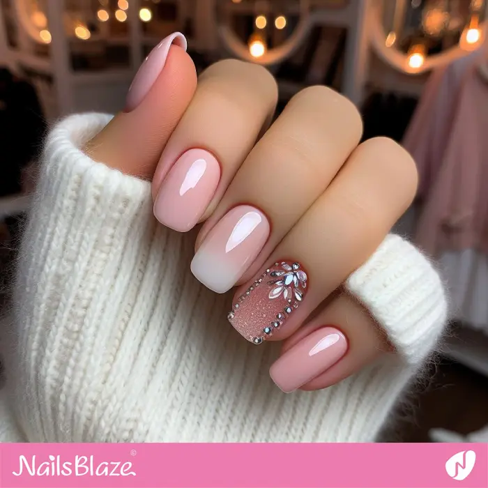 Baby Boomer Nails with Embellishments | Classy Nails - NB4221